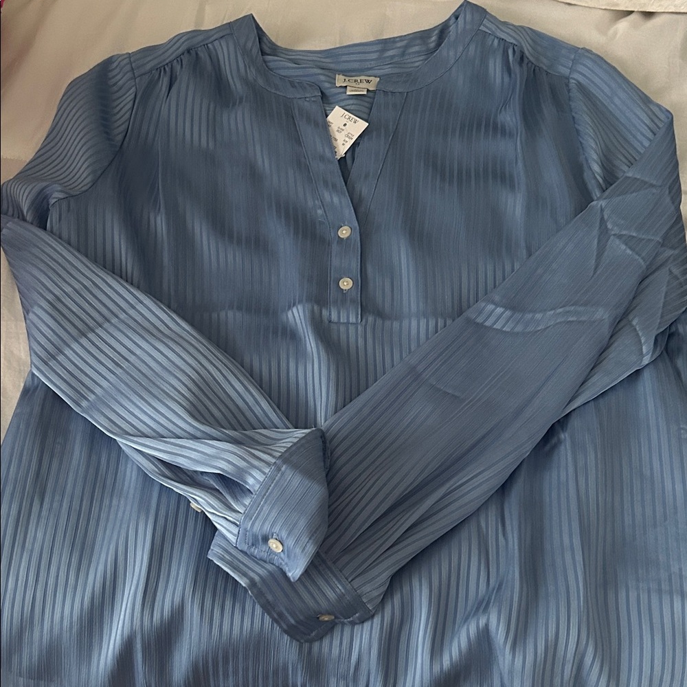 J. Crew Factory Blue Blouse with Button Detail